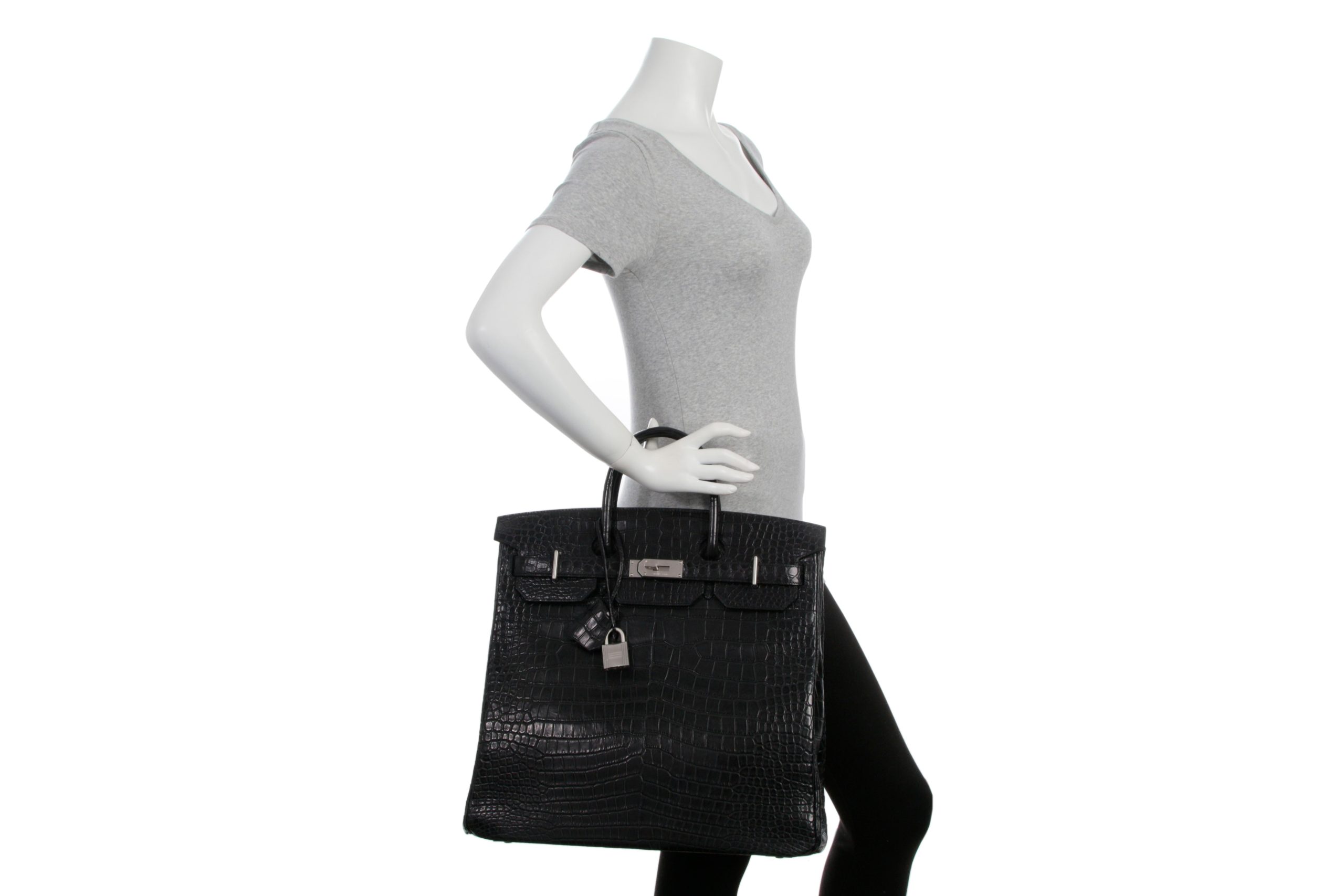 Hermès Matte Black Porosus Crocodile HAC Birkin 40 - Image 12