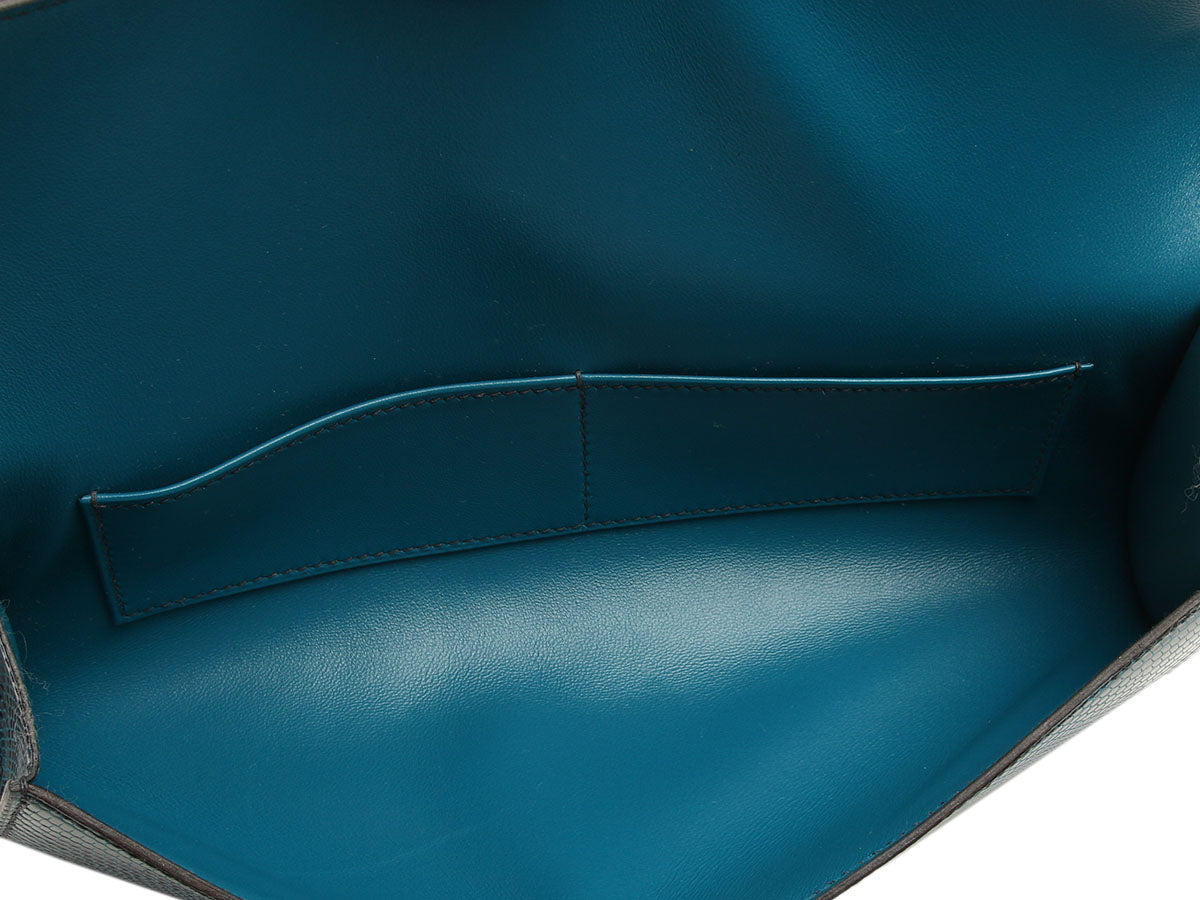 Hermès Petrol Lizard Egée Clutch - Image 9
