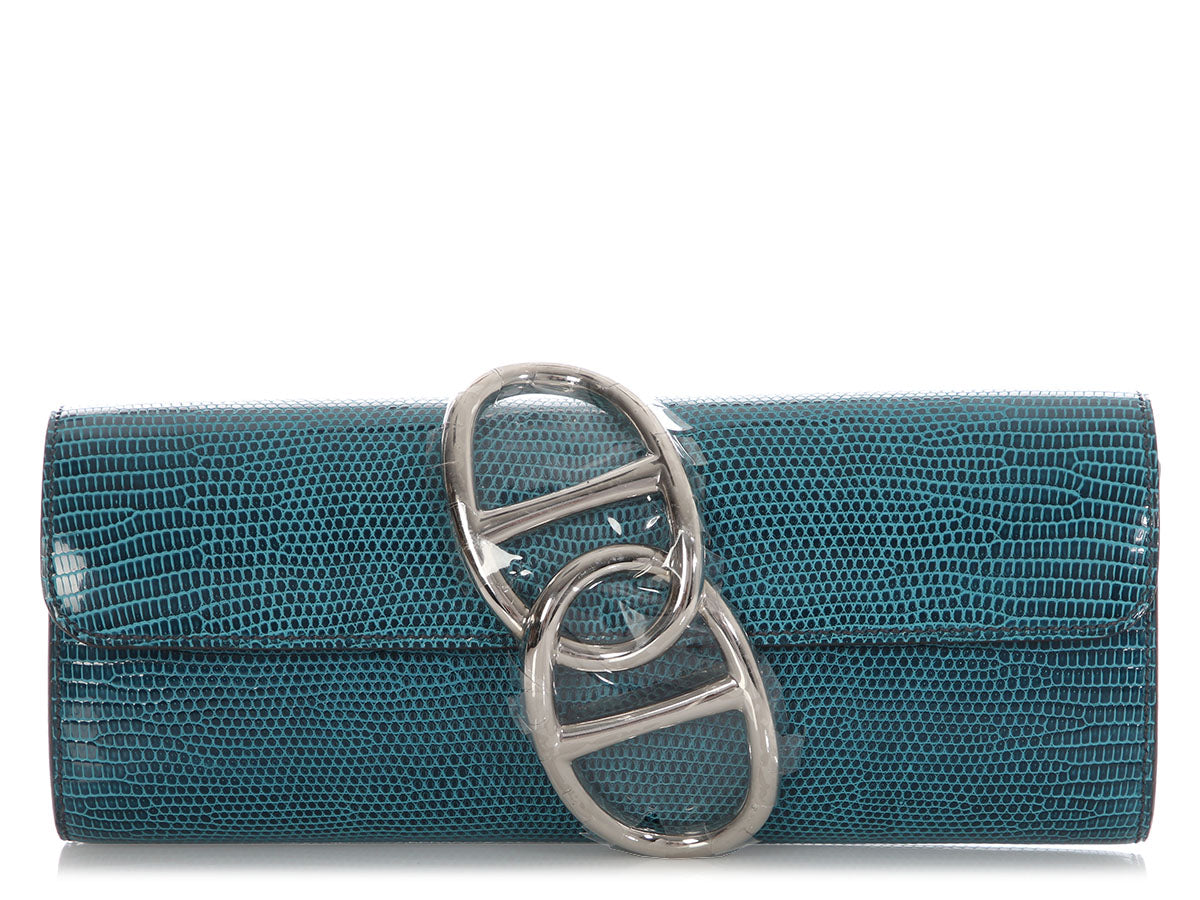 Hermès Petrol Lizard Egée Clutch
