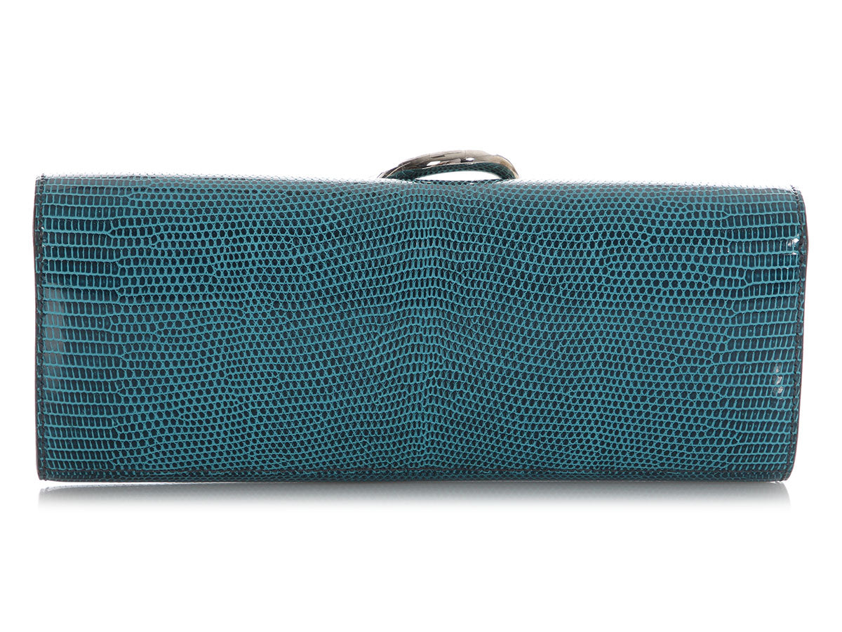 Hermès Petrol Lizard Egée Clutch - Image 4