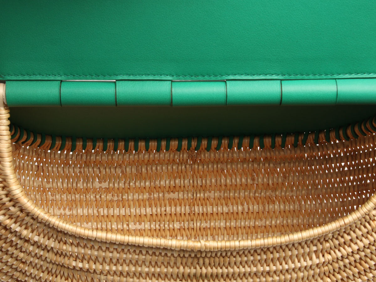 Hermès Vert Vertigo Swift and Osier Wicker Panier de Pêche - Image 8