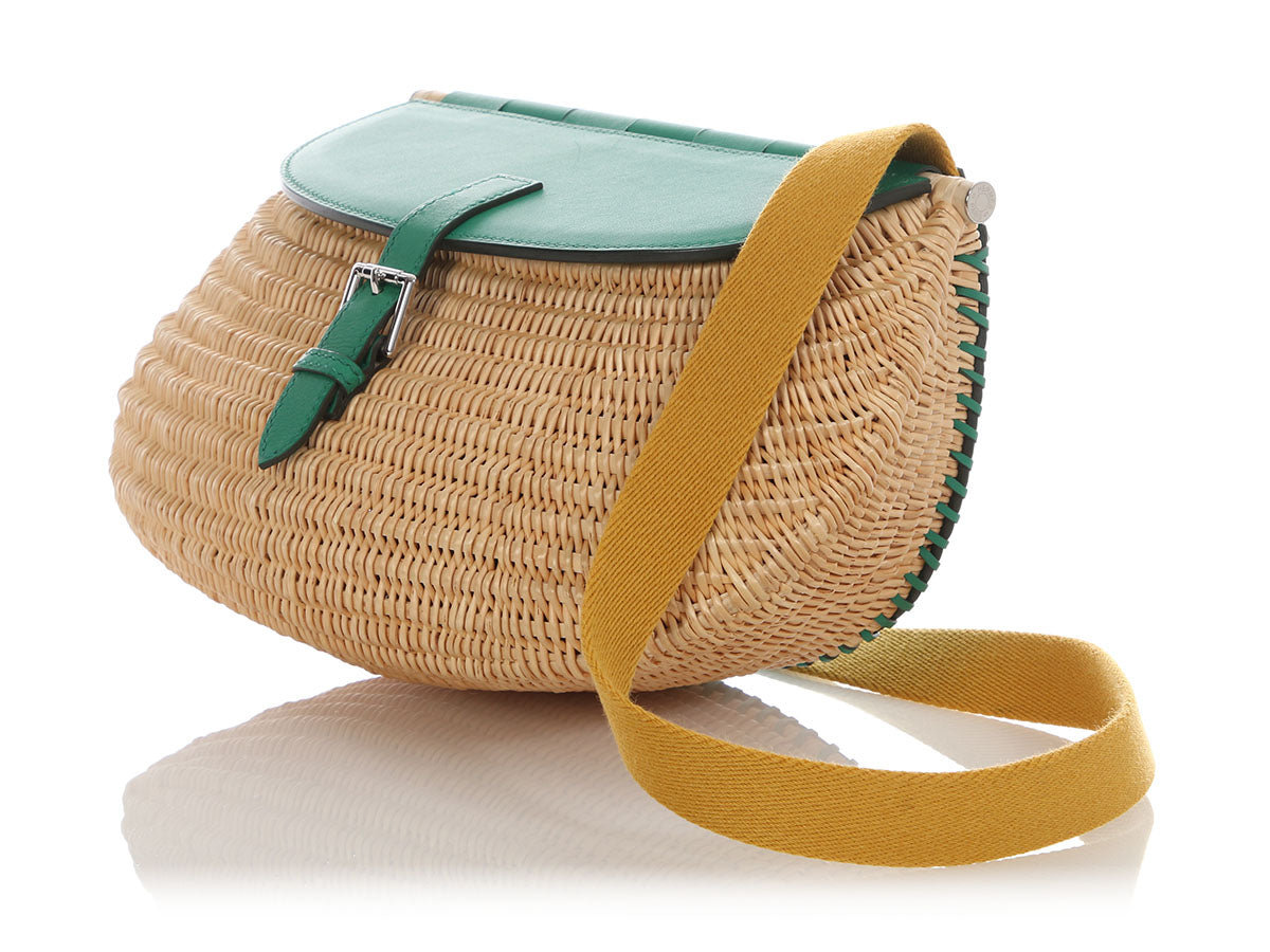 Hermès Vert Vertigo Swift and Osier Wicker Panier de Pêche - Image 3