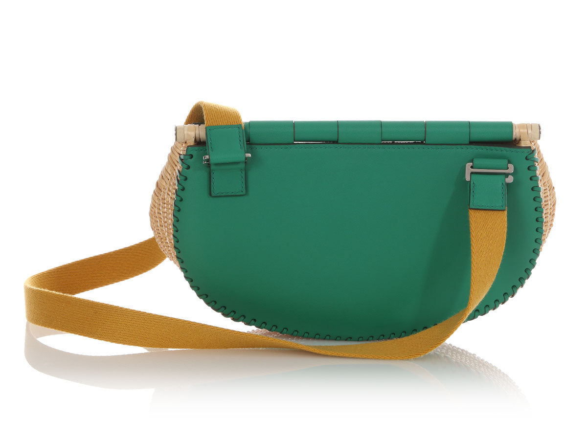 Hermès Vert Vertigo Swift and Osier Wicker Panier de Pêche - Image 4