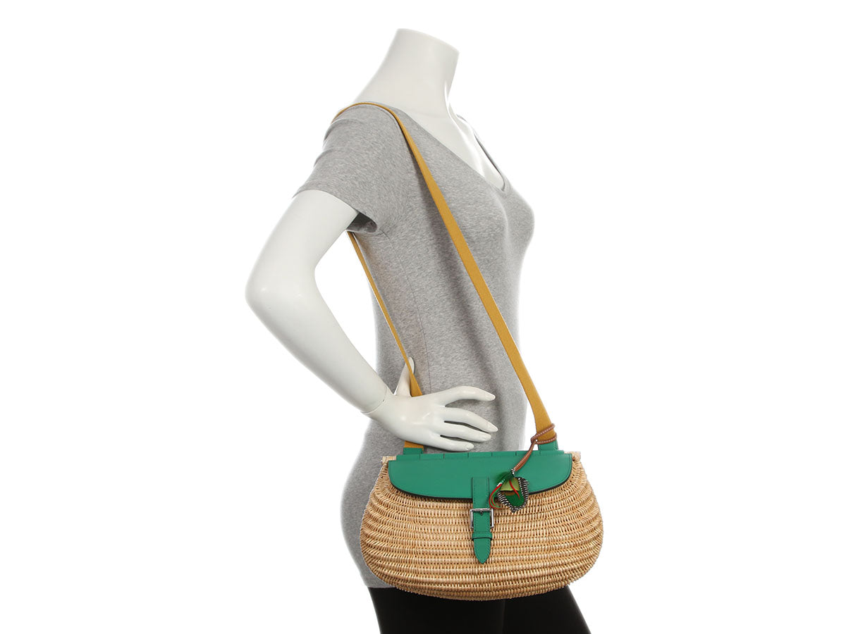 Hermès Vert Vertigo Swift and Osier Wicker Panier de Pêche - Image 10