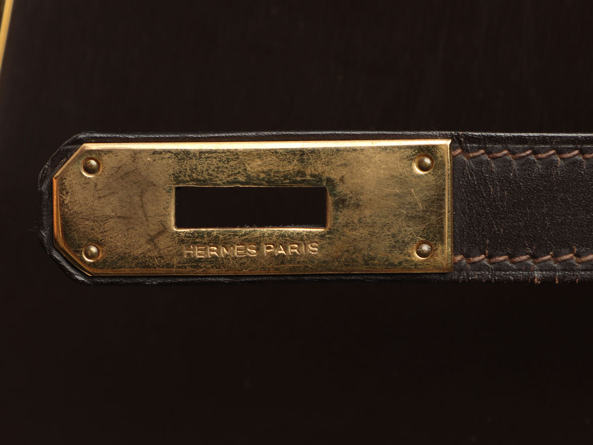 Hermès Vintage Brown Box Calfskin Kelly 35 - Image 8