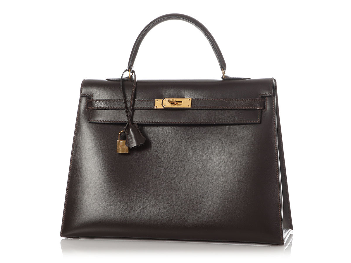 Hermès Vintage Brown Box Calfskin Kelly 35 - Image 2