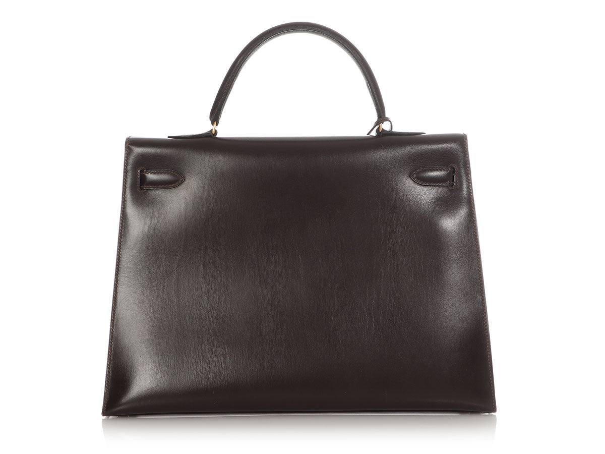 Hermès Vintage Brown Box Calfskin Kelly 35 - Image 4