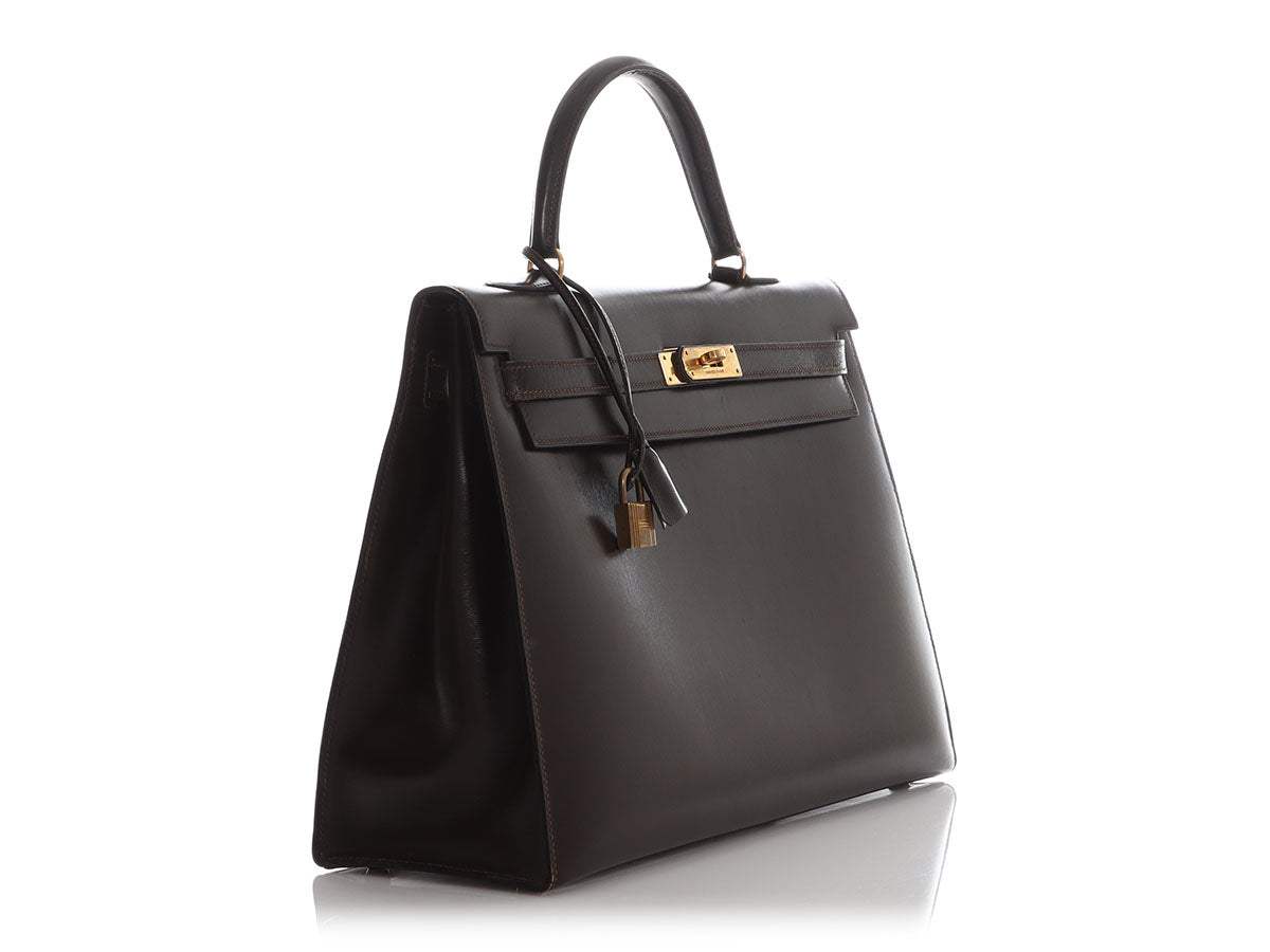 Hermès Vintage Brown Box Calfskin Kelly 35 - Image 5