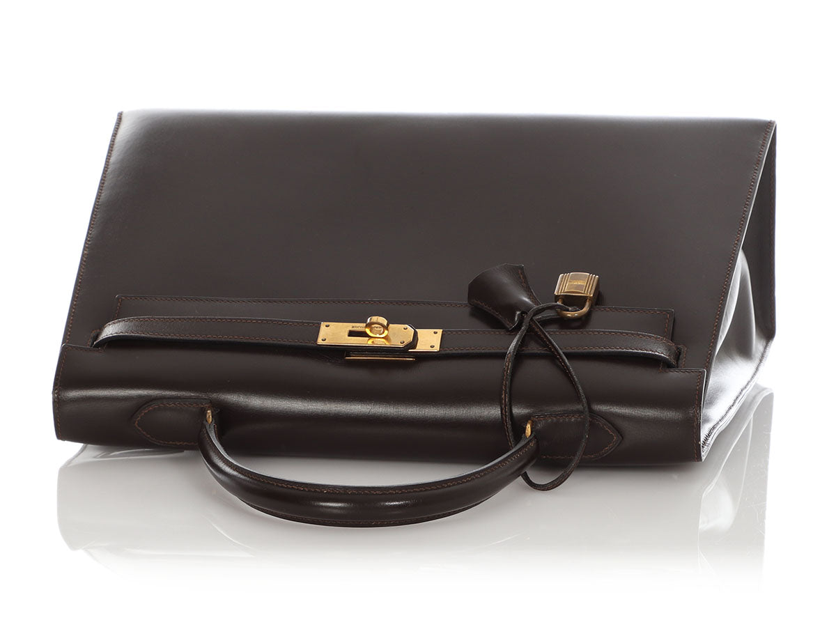 Hermès Vintage Brown Box Calfskin Kelly 35 - Image 7