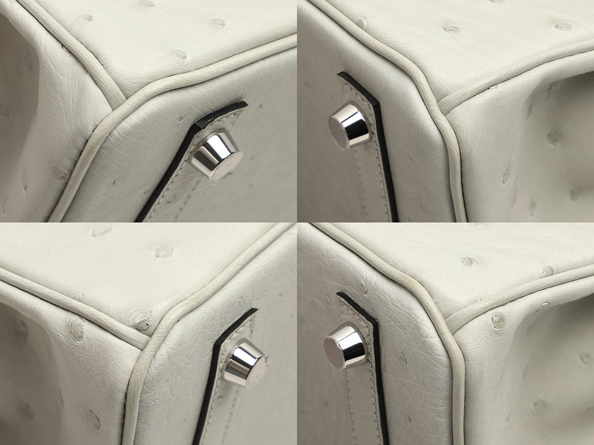 Hermès SO Gris Perle Ostrich Verso Birkin 25 - Image 10