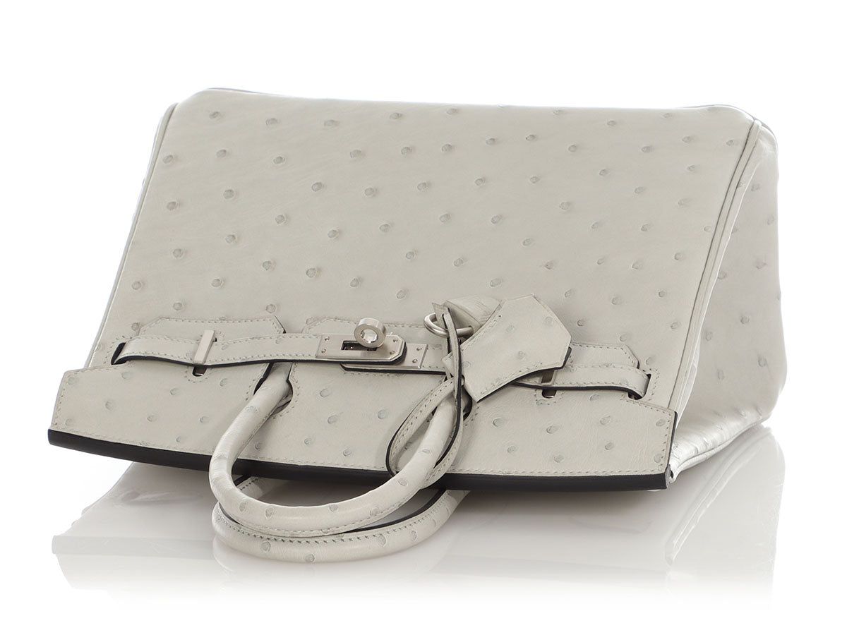 Hermès SO Gris Perle Ostrich Verso Birkin 25 - Image 7