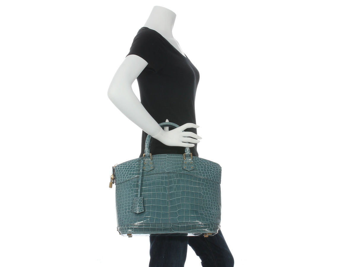 Louis Vuitton Bleu Ciel Crocodile Lockit GM - Image 11