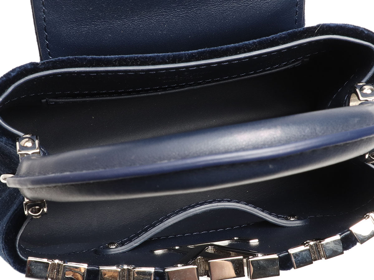 Louis Vuitton Mini Midnight Blue Velvet Crystal Flower Crown Capucines - Image 8