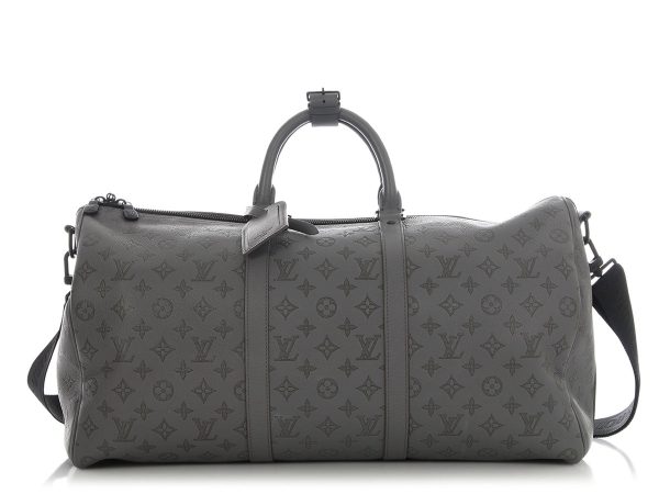 Louis Vuitton Anthracite Shadow Keepall Bandoulière 50