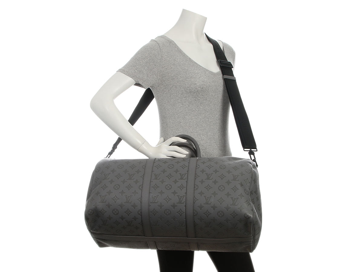 Louis Vuitton Anthracite Shadow Keepall Bandoulière 50 - Image 9