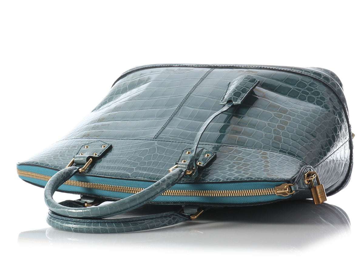 Louis Vuitton Bleu Ciel Crocodile Lockit GM - Image 7